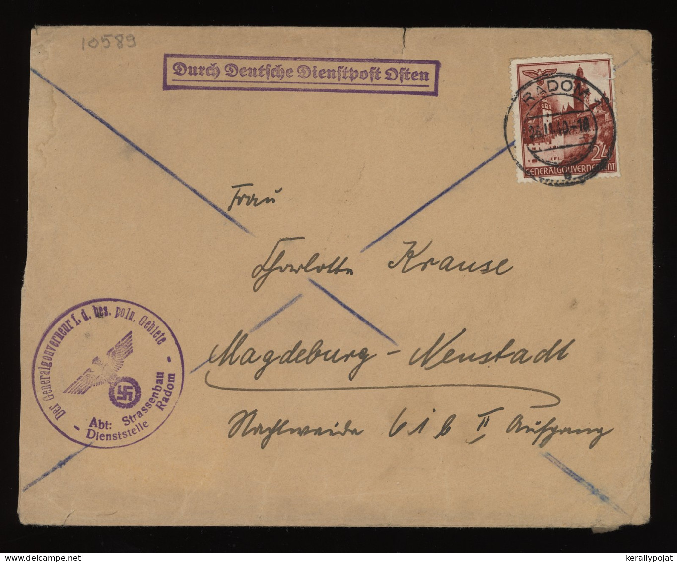 General Government 1940 Radom Cover To Magdeburg__(10589) - Gouvernement Général