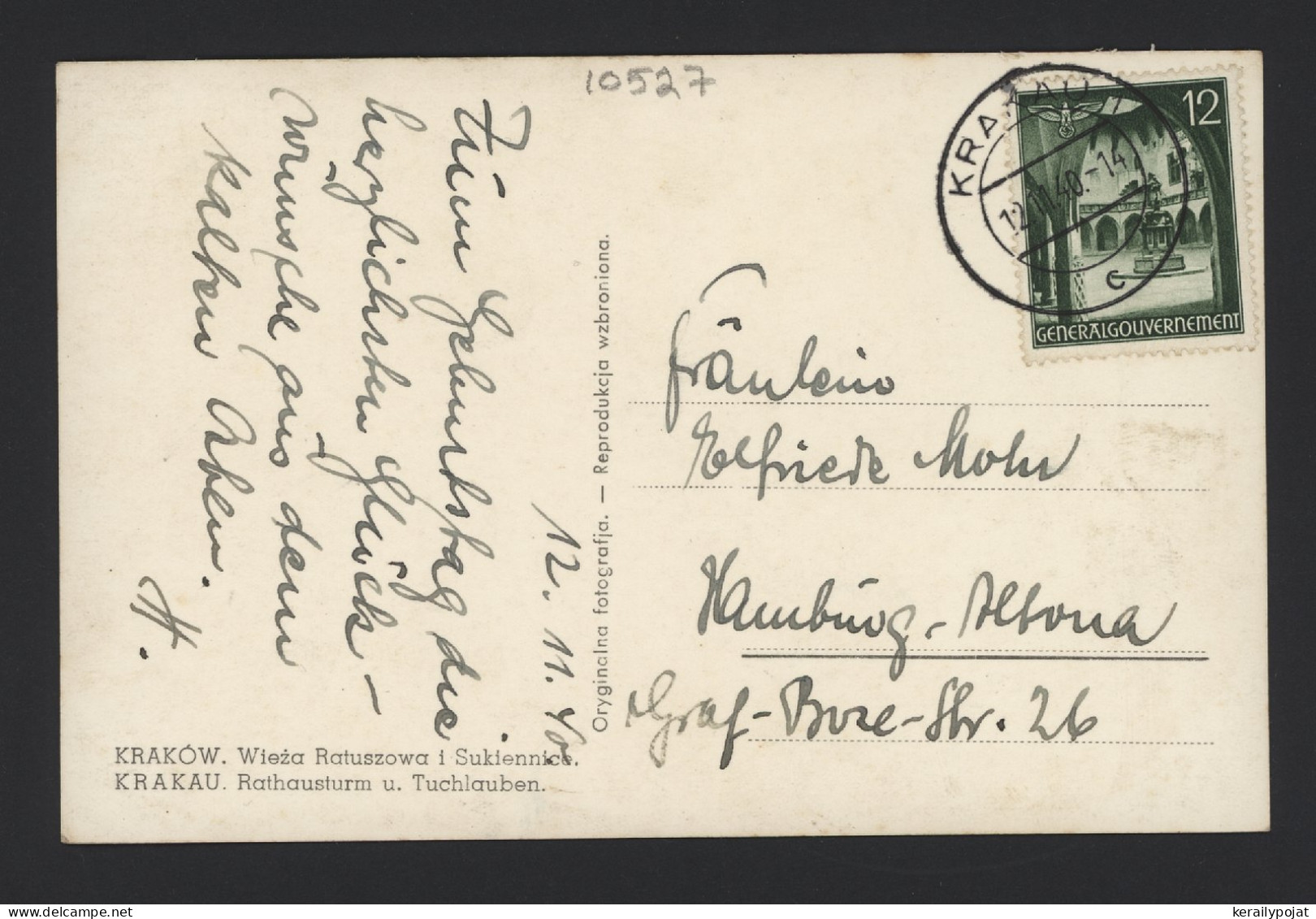 General Government 1940 Krakau Postcard To Altona__(10527) - Algemene Overheid