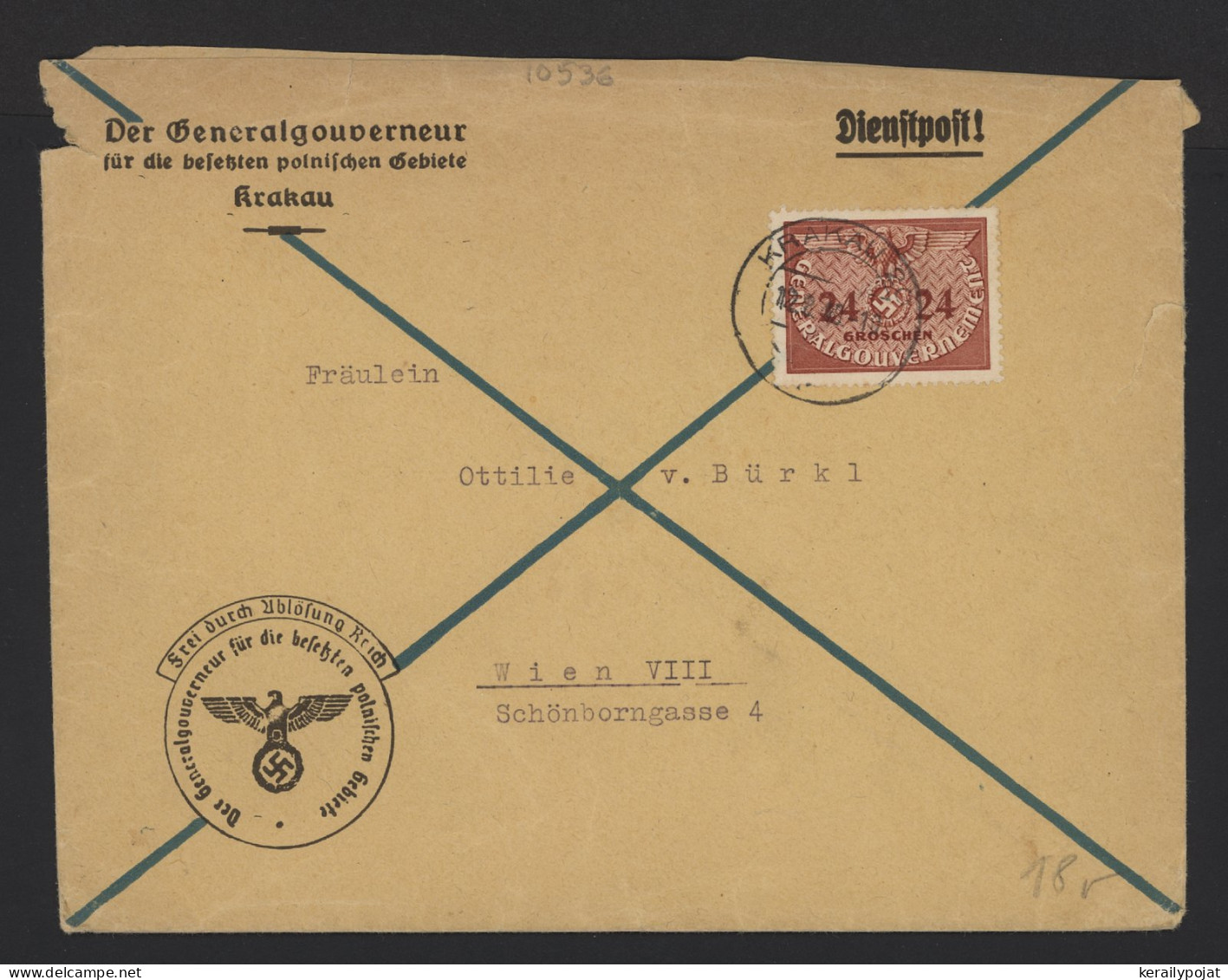 General Government 1940 Krakau Cover To Wien__(10536) - Gouvernement Général