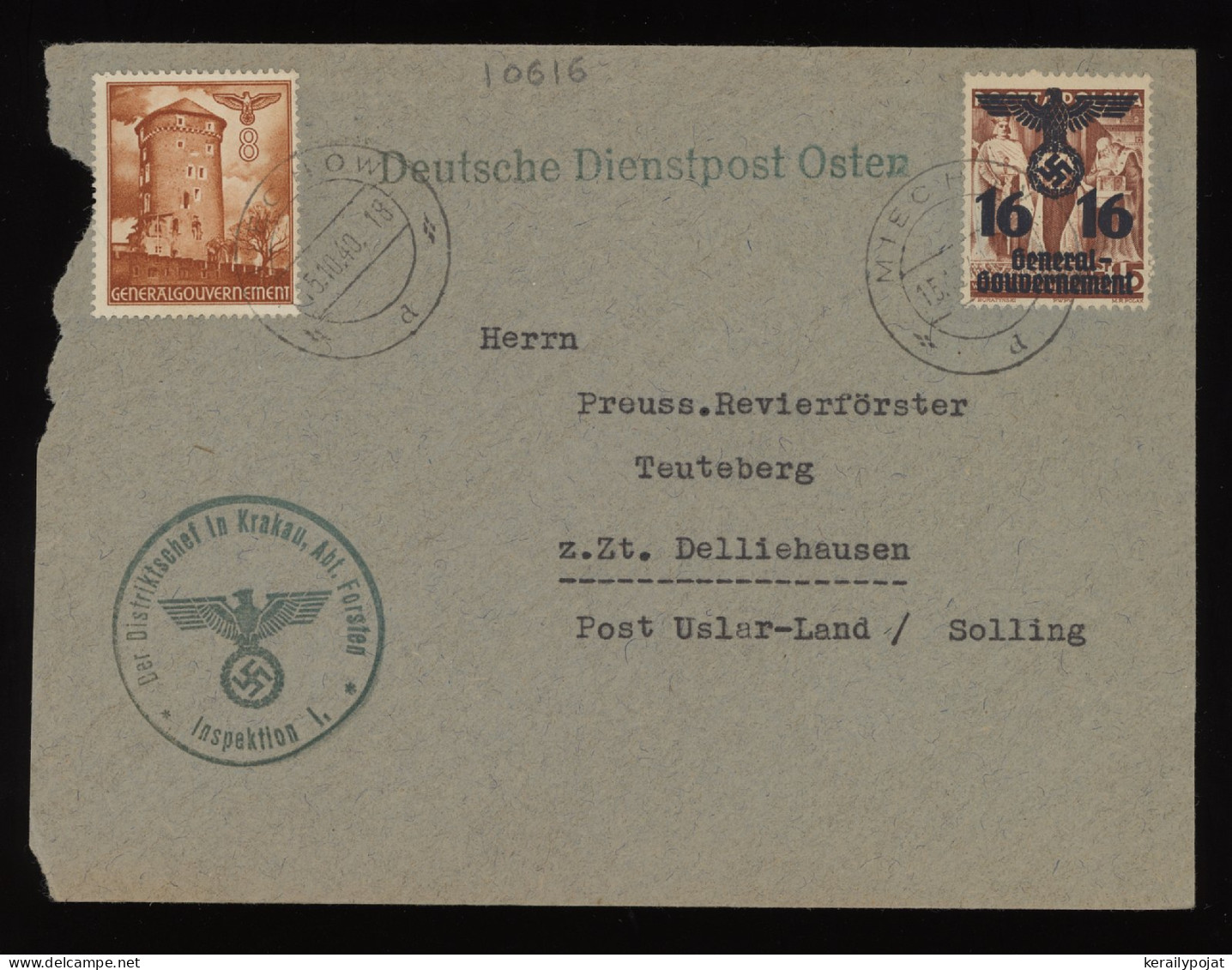 General Government 1940 Miechow Cover To Solling__(10616) - Generalregierung