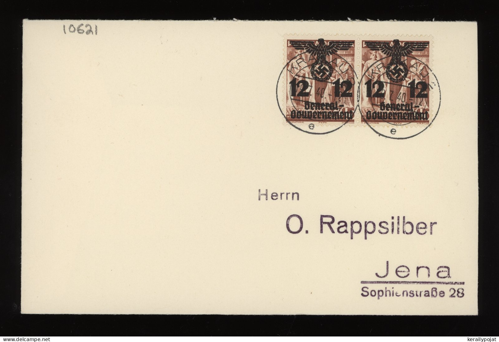 General Government 1940 Krakau Cover To Jena__(10621) - Algemene Overheid