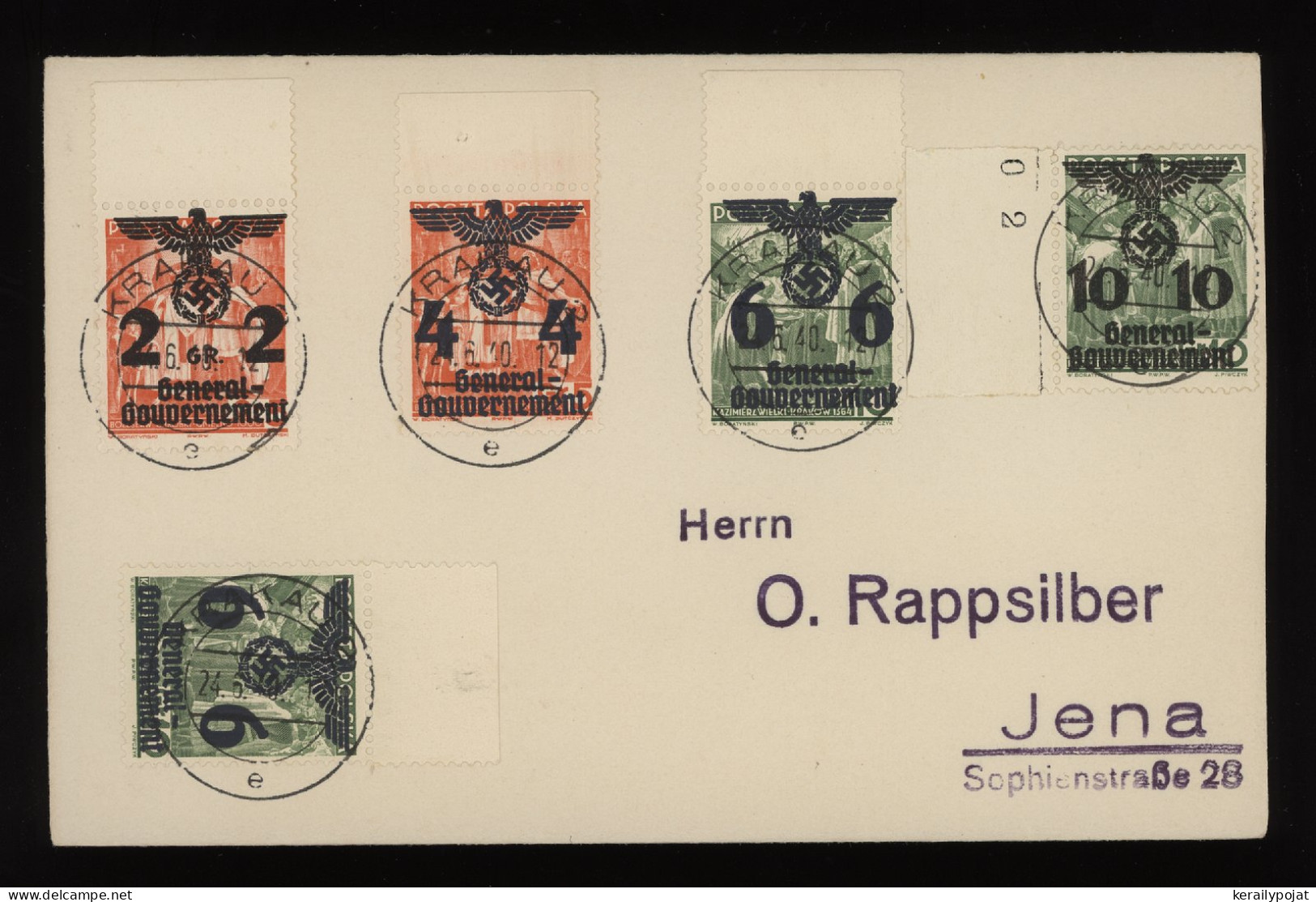 General Government 1940 Krakau 2 Cover To Jena__(10626) - Generalregierung