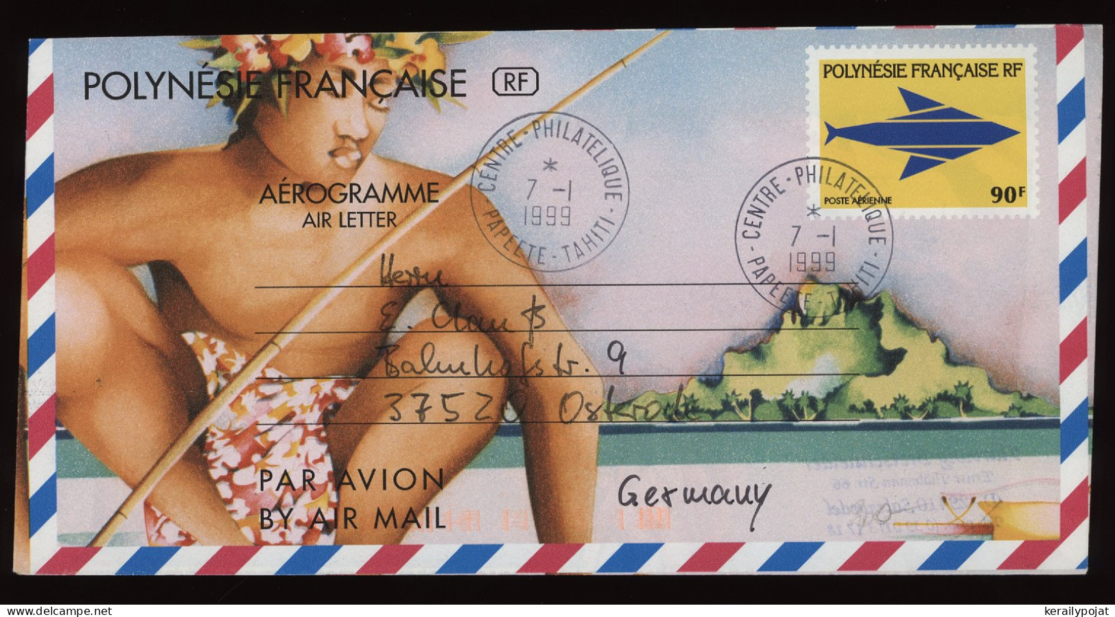 French Polynesia 1999 Aerogramme To Germany__(12358) - Aerogramas