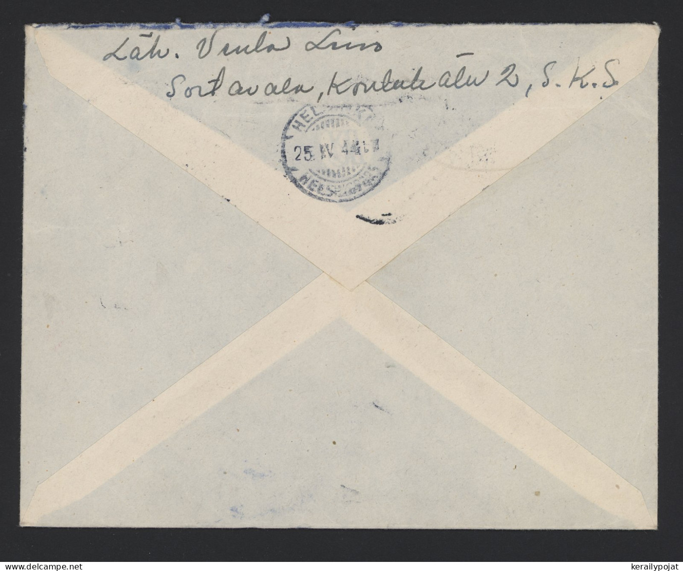 Finland 1944 Sortavala Registered Cover__(10419) - Briefe U. Dokumente