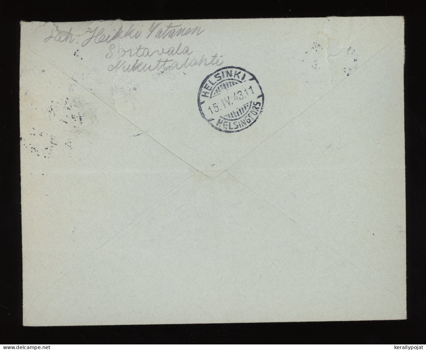 Finland 1943 Sortavala Registered Cover__(10363) - Lettres & Documents