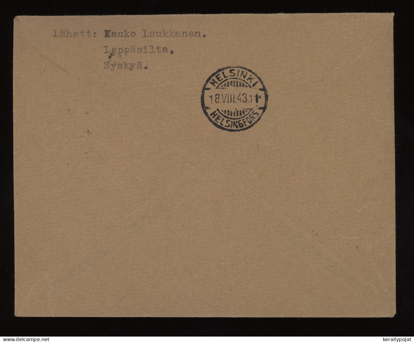 Finland 1943 Impilahti Registered Cover__(10361) - Briefe U. Dokumente