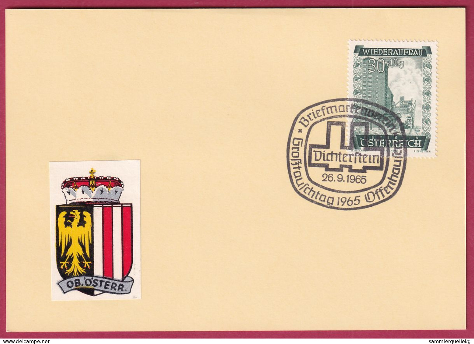 Österreich MNr. 860 Sonderstempel 26.9. 1865 Offenhausen - Dichterstein - Lettres & Documents
