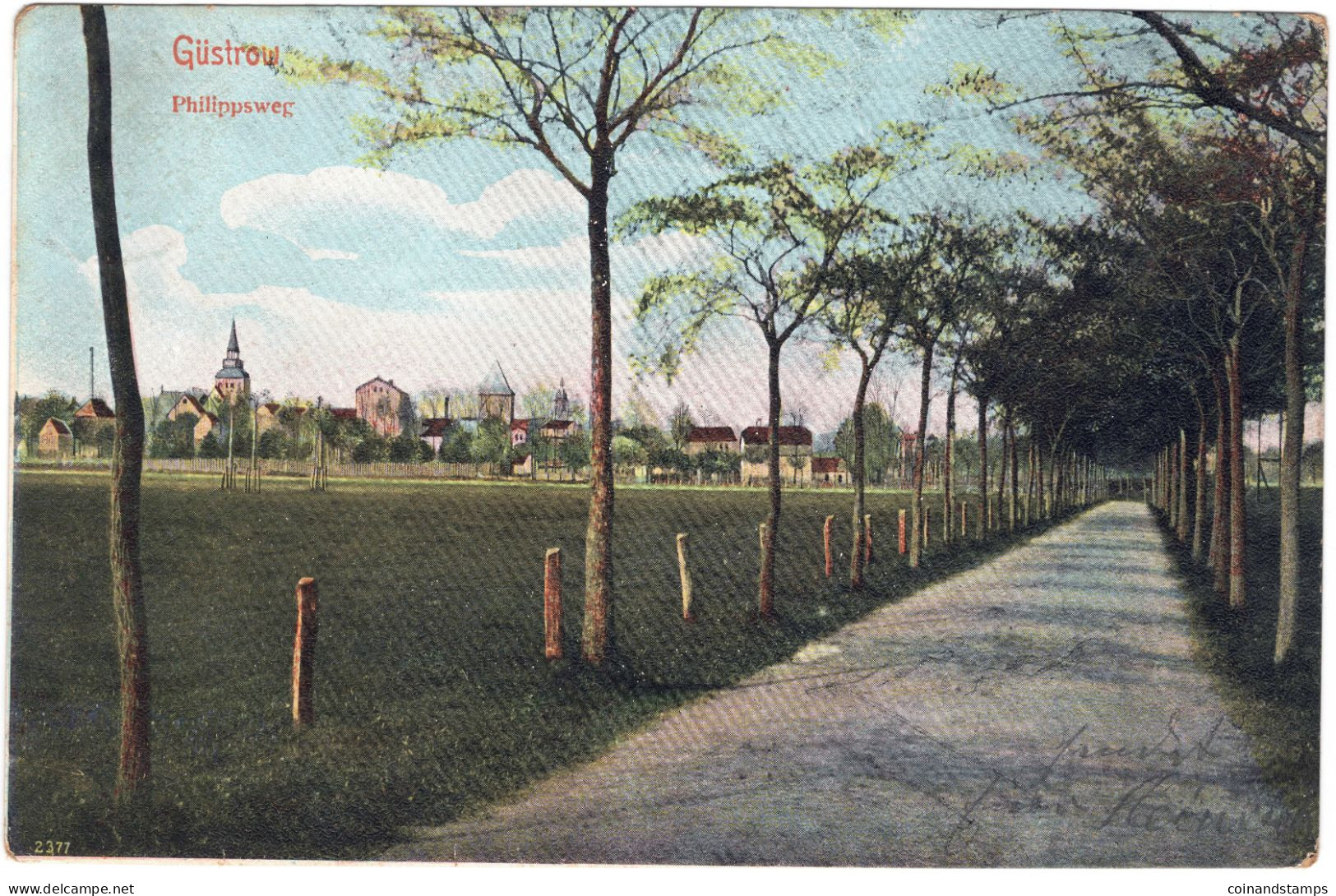 Postkarte Güstrow -Philippsweg, Farbig, 1907, Orig. Gelaufen Nach Buxtehude, II - Guestrow