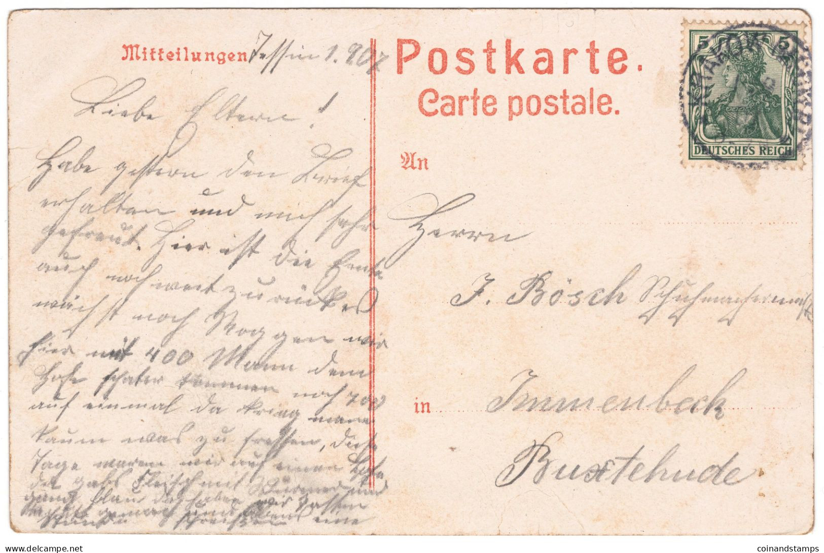 Postkarte Güstrow -Philippsweg, Farbig, 1907, Orig. Gelaufen Nach Buxtehude, II - Güstrow