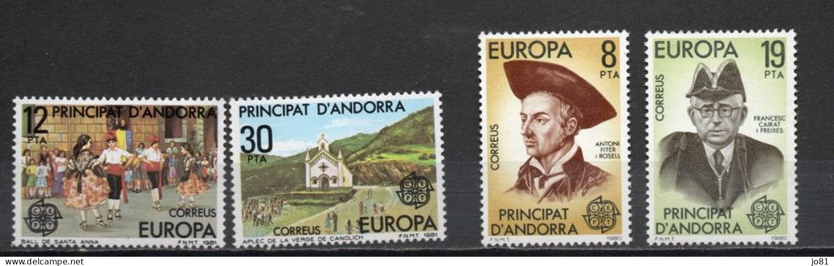 Andorre Espagnol YT 124-125 + 131-132 Neuf Sans Charnière XX MNH Europa 1980-1981 - Nuevos