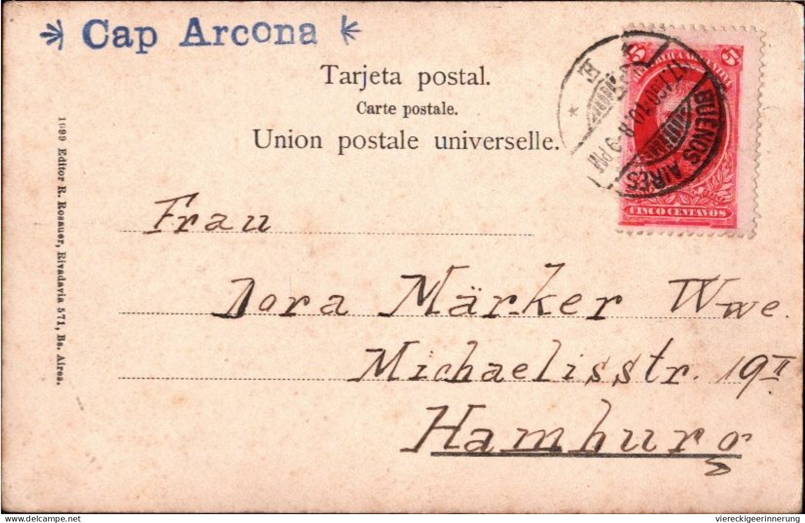 ! Alte Ansichtskarte Buenos Aires Barracas Al Sud, Colegio, Argentinien, 1901, Ship Mail Cap Arcona, Schiffspost Hamburg - Argentina