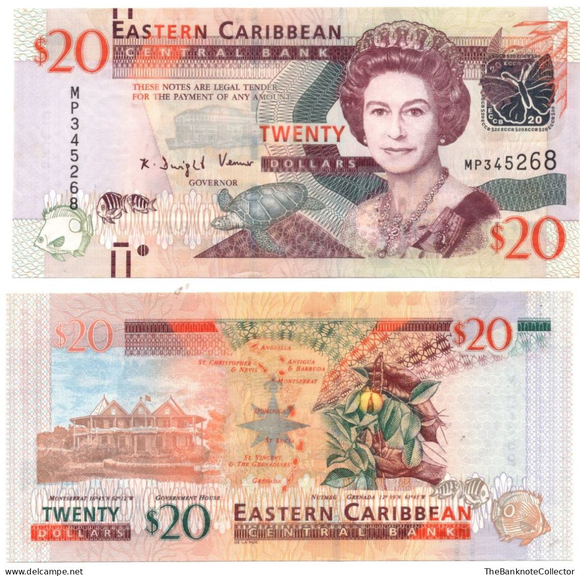 Eastern Caribbean Central Bank 20 Dollars ND 2008 QEII P-49 UNC - Caribes Orientales