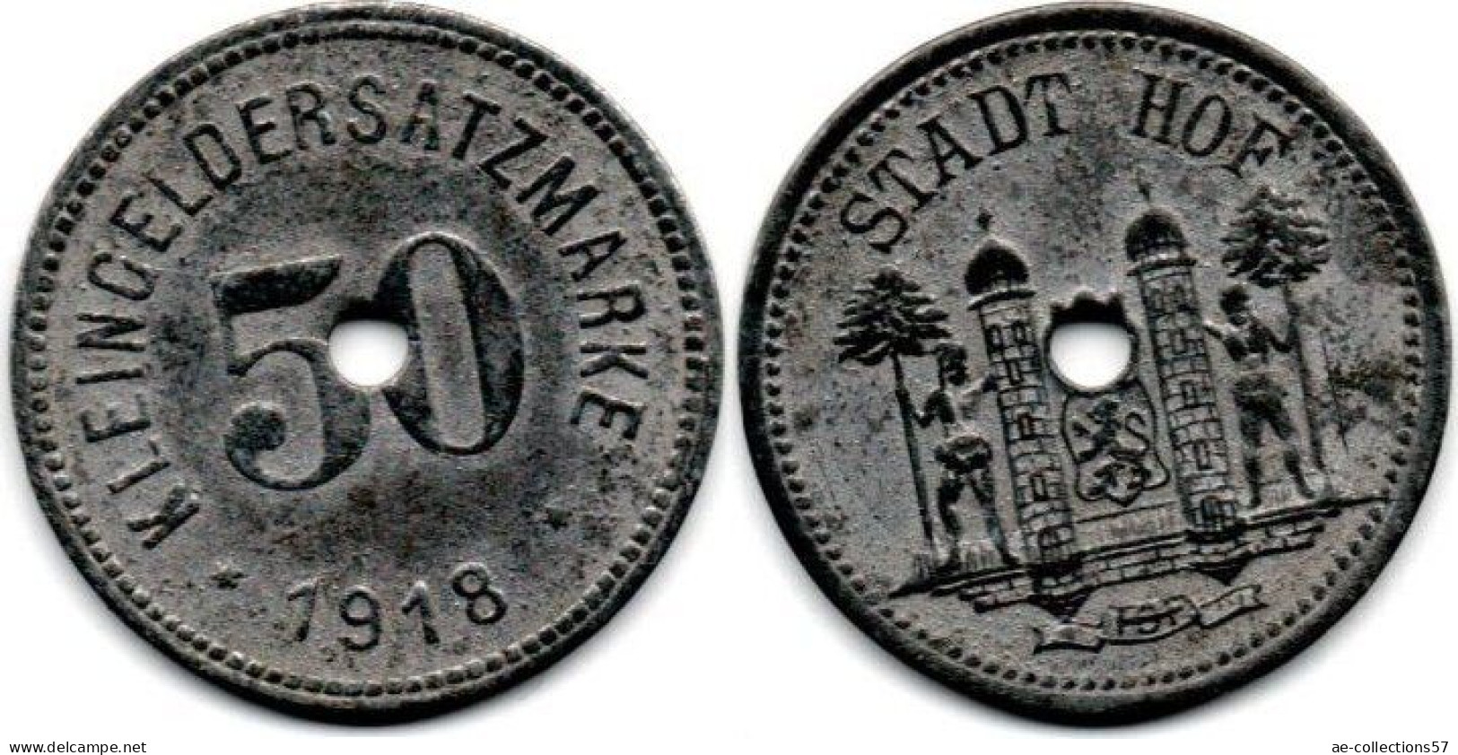 MA 33337 / Stadt Hof 50 Pfennig 1918 TTB - Monétaires/De Nécessité