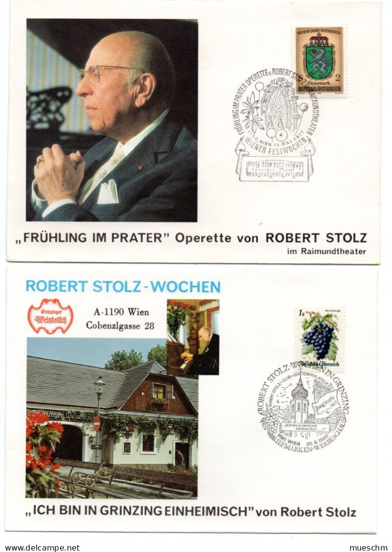 Österreich, 1975-1980, 5 Kuverts Mit Versch. Sonderstempeln Betreffen Robert Stolz (Komponist) (20170E) - Verzamelingen