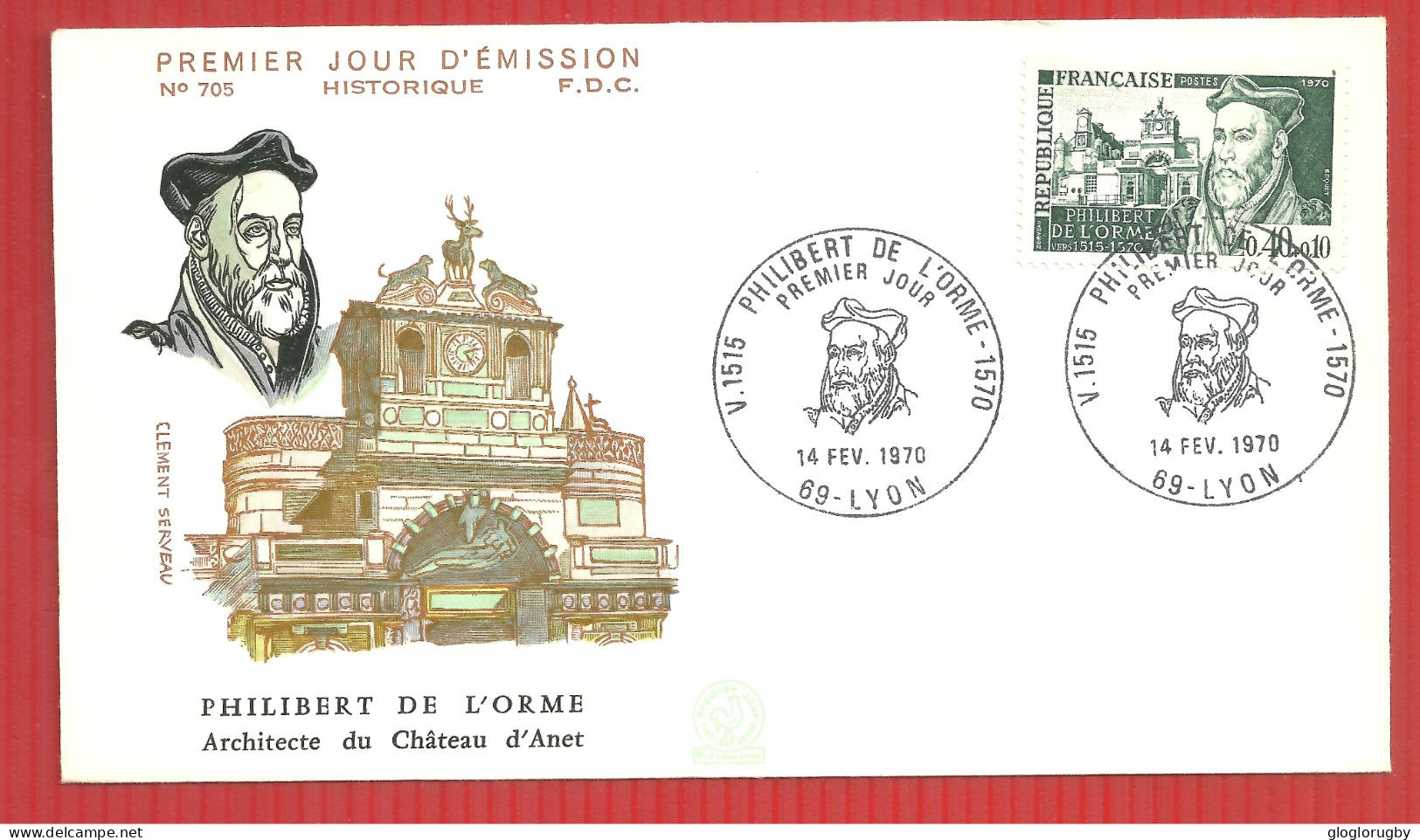 FDC PHILIBERT DE L'ORME LYON 14 2 1970 - 1970-1979