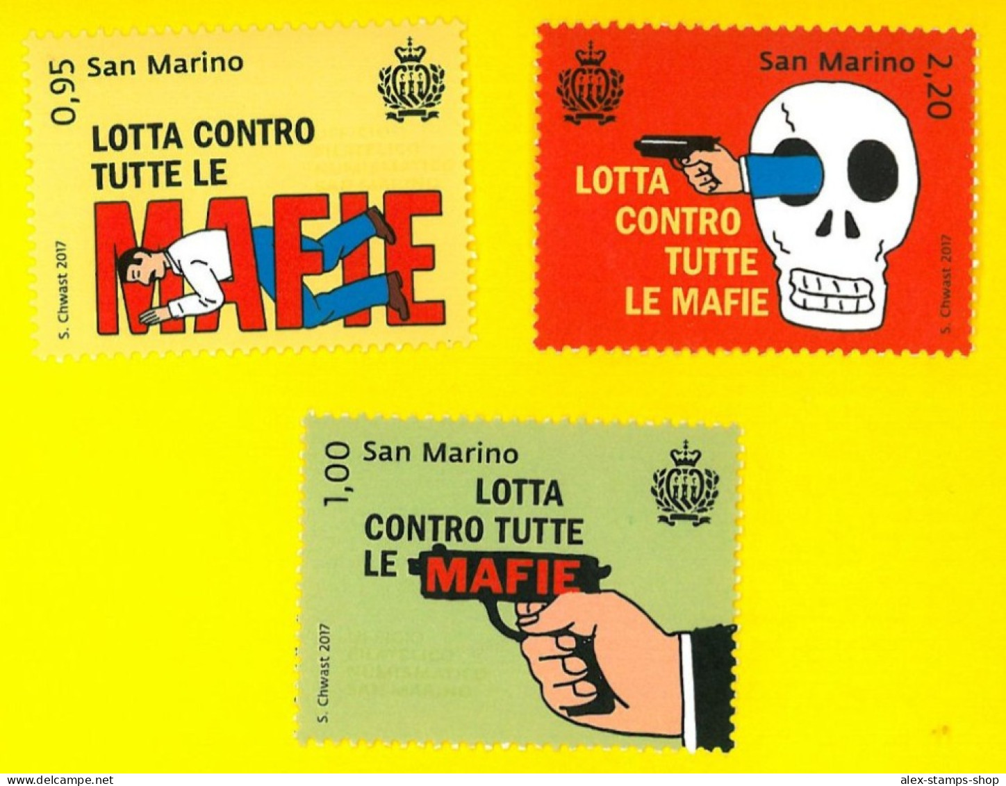 SAN MARINO 2017 LOTTA CONTRO LE MAFIE Serie 3 Valori - New Set - Ongebruikt