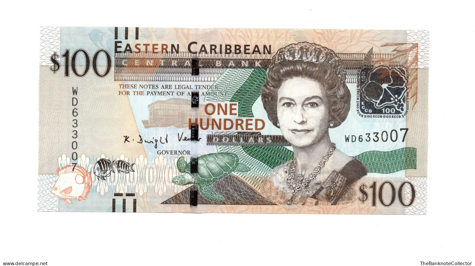 Eastern Caribbean Central Bank 100 Dollars ND 2016 QEII P-51 UNC - East Carribeans