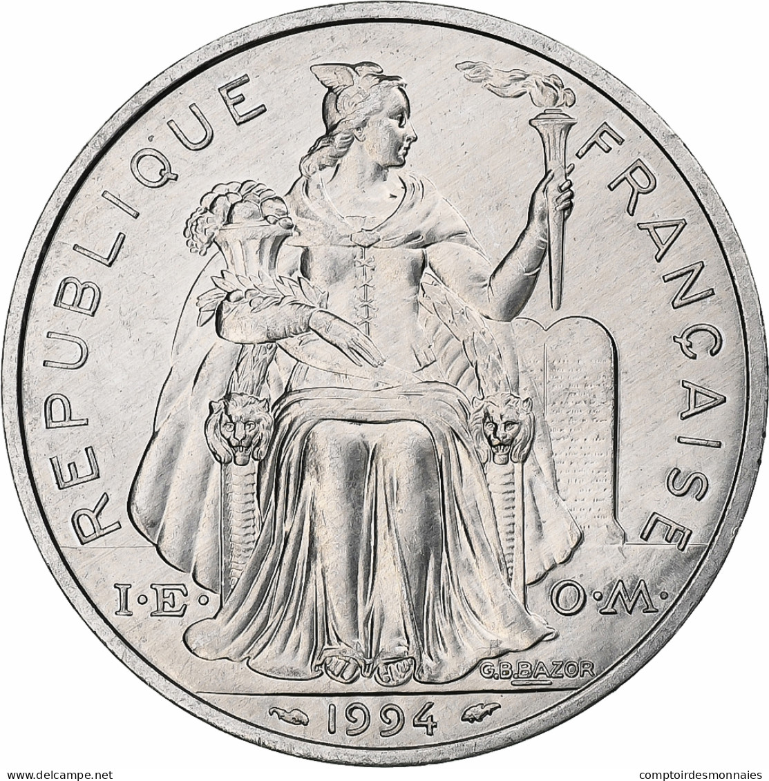 Polynésie Française, 5 Francs, 1994, Paris, I.E.O.M., Aluminium, SPL, KM:12 - Neu-Kaledonien
