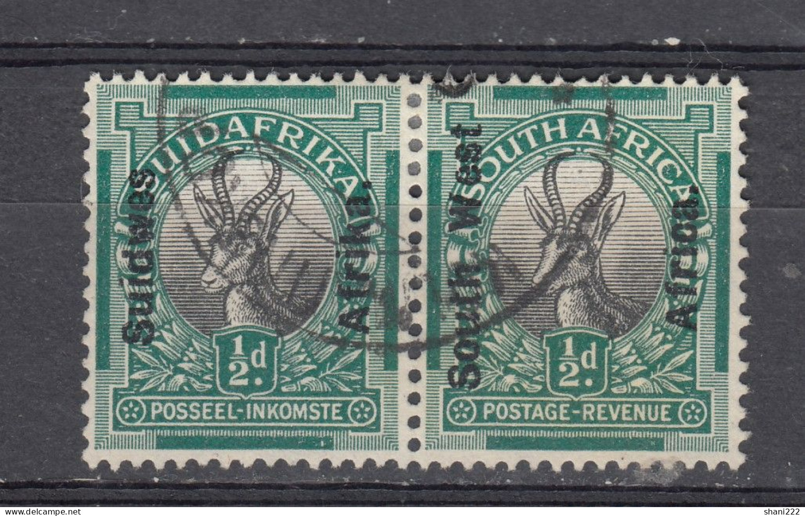 South West Africa - 1927 - 1/2 D. Vf Used Pair (e-712) - Südwestafrika (1923-1990)
