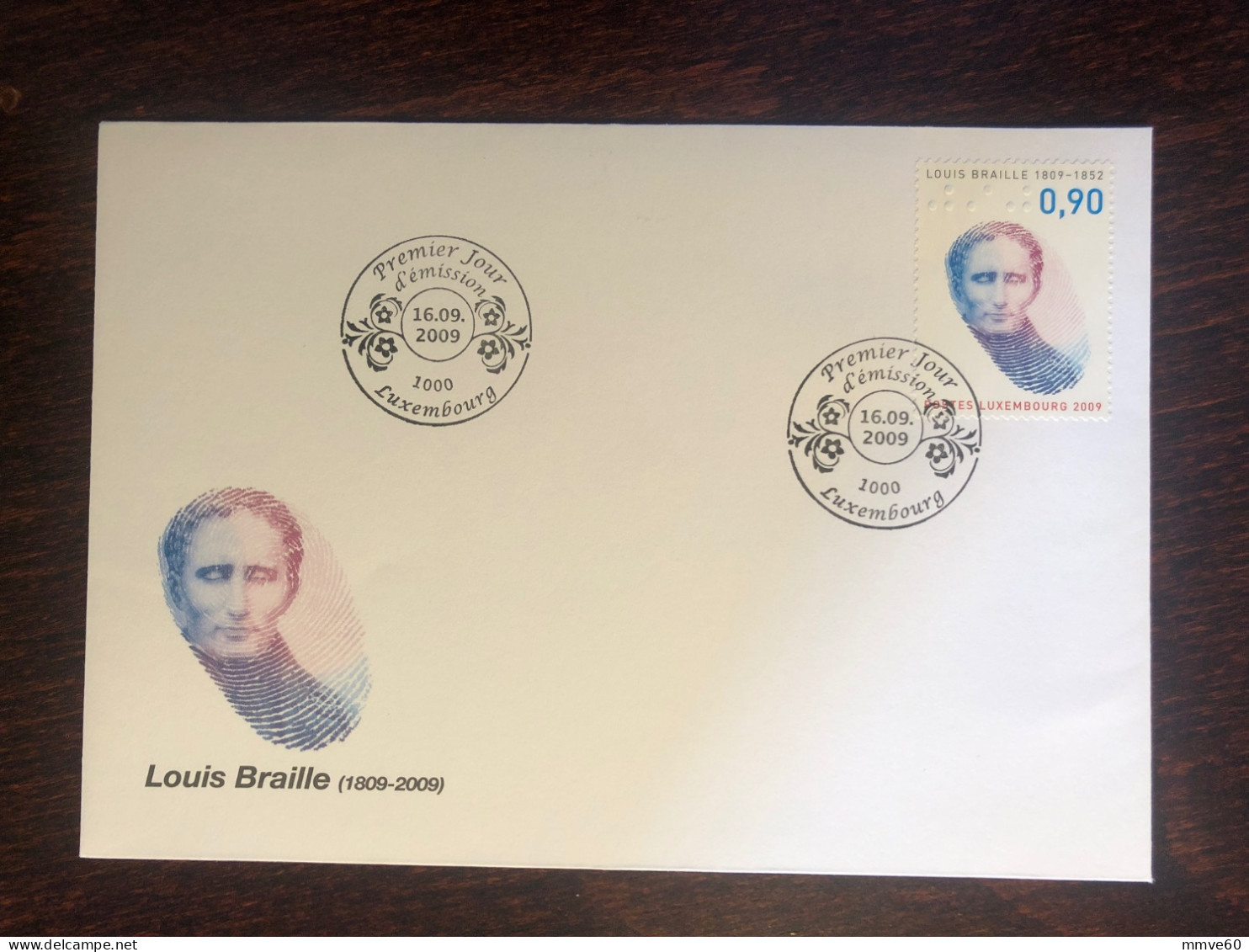 LUXEMBOURG FDC COVER 2009 YEAR BRAILLE BLINDNESS BLIND HEALTH MEDICINE STAMPS - FDC