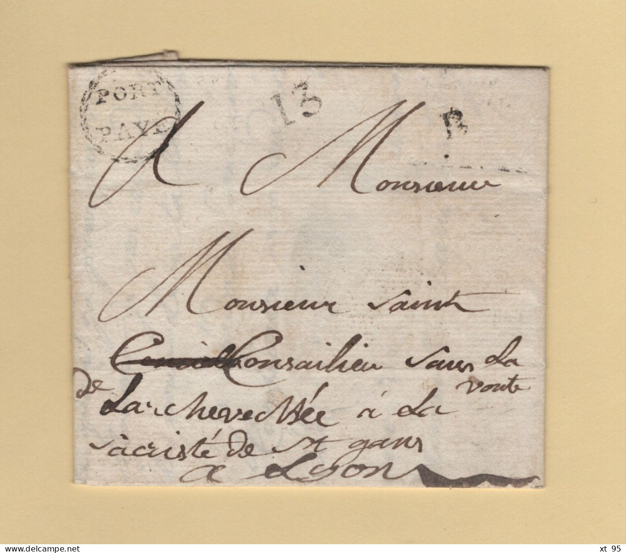 Petite Poste De Lyon - Lettre En Port Paye (Lenain N°5) Avec Texte Non Daté - Rare - Certificat Pothion - 1701-1800: Precursori XVIII