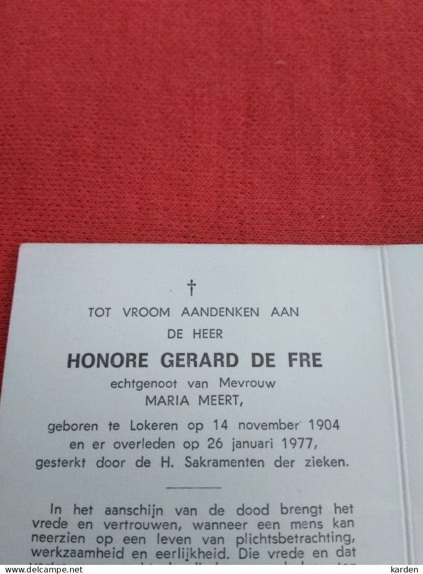 Doodsprentje Honore Gerard De Fre / Lokeren 14/11/1904 - 26/1/1977 ( Maria Meert ) - Religion & Esotérisme