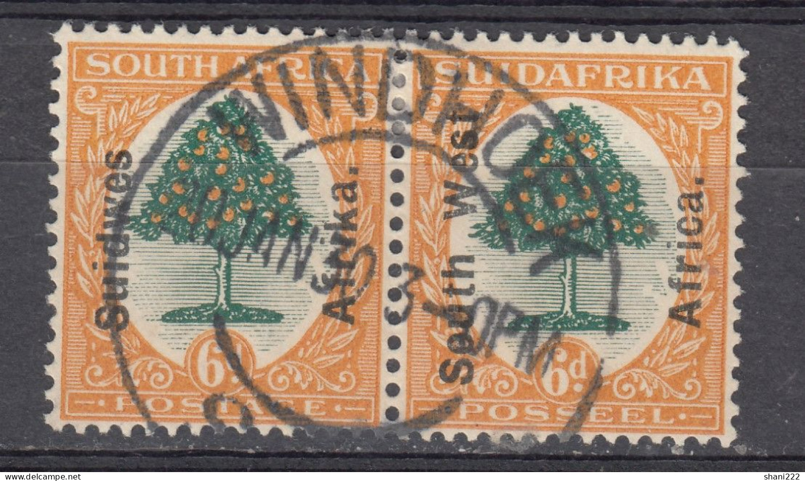 South West Africa - 1927 - 6 D. Vf Used Pair (e-714) - Afrique Du Sud-Ouest (1923-1990)