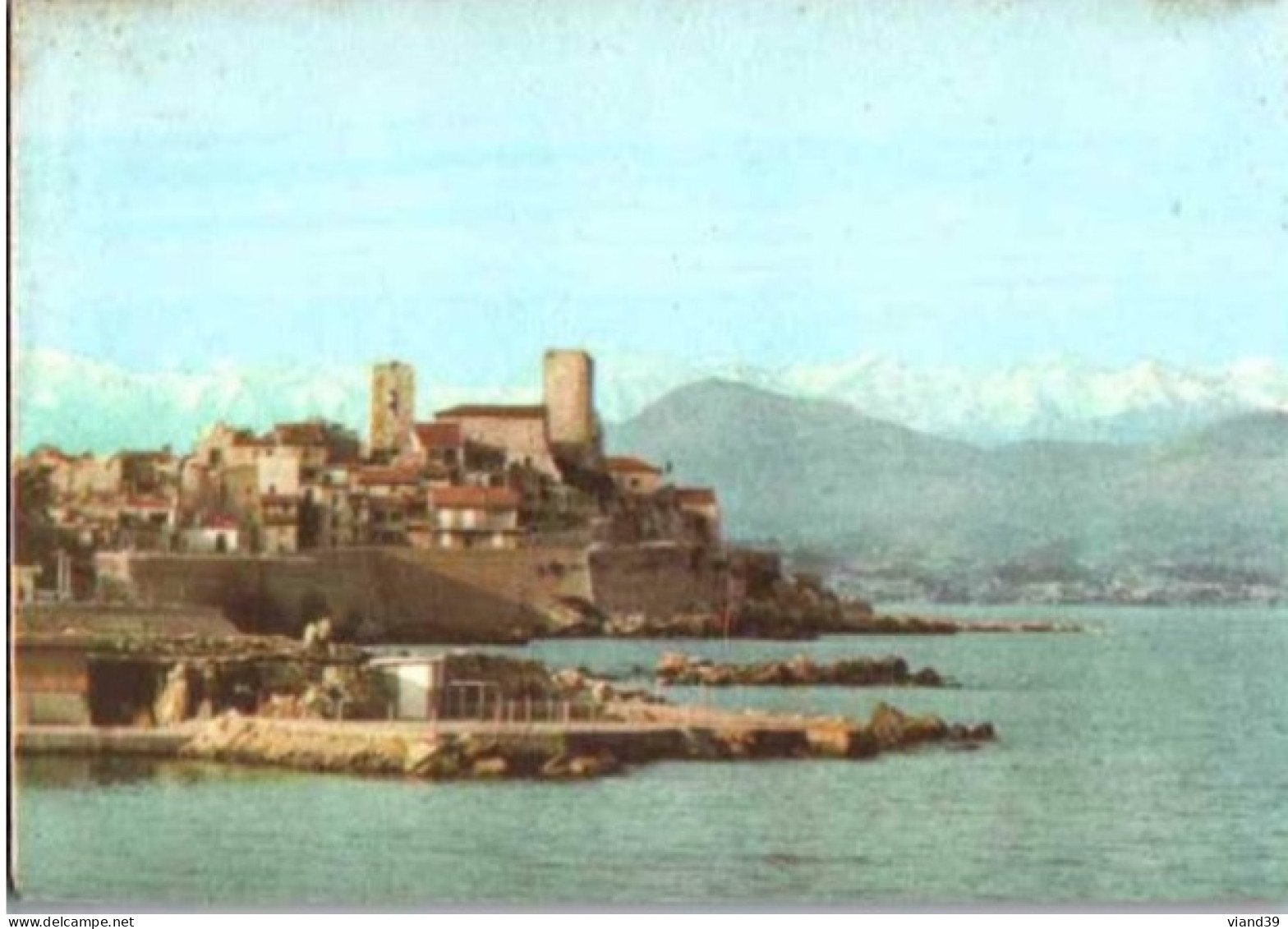 ANTIBES Et Les Alpes - Carte Double Genre Toilée  Pour Carte De Voeux Datée De 1975 - Antibes - Les Remparts