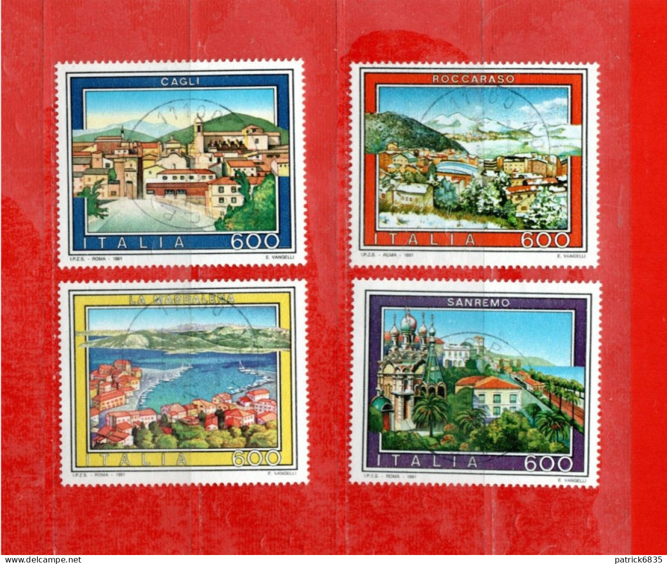 (Fr) Italia ° -1991 - TURISTICA, Sanremo-Cagli-Roccaraso-La Maddalena. Unif. 1972 à 1975.  LUSSO - 1991-00: Used