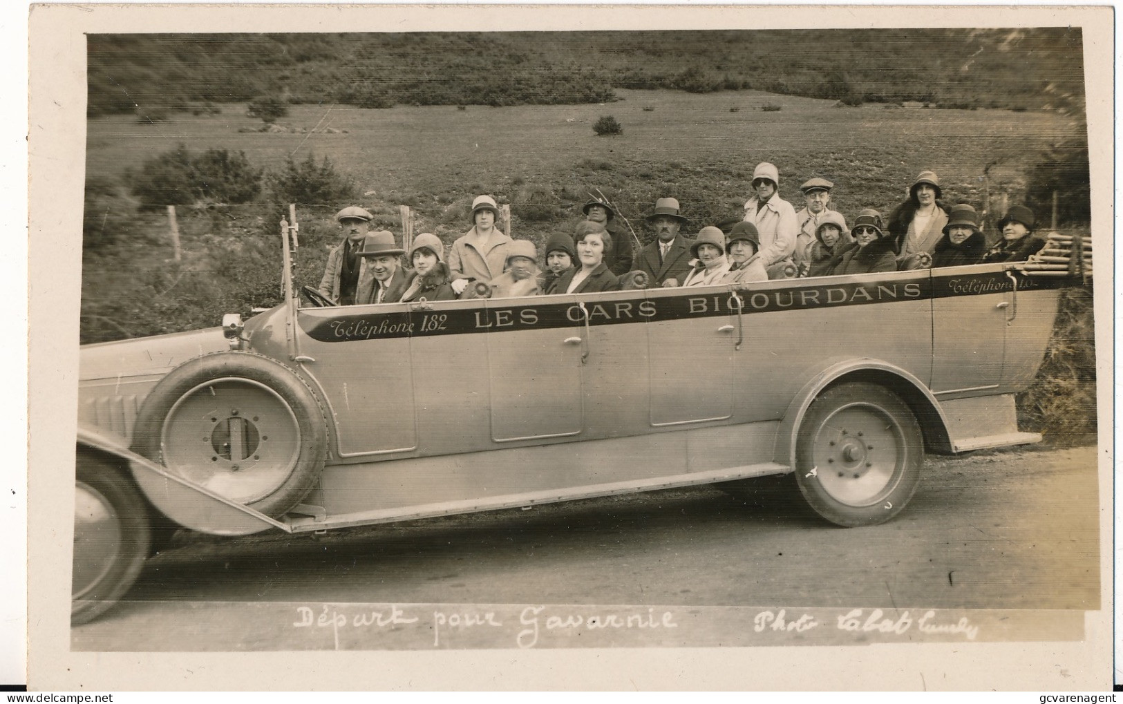 FOTOKAART OPEN BUS   DEPART POUR GAVARNIE   MAI 1929         ZIE  AFBEELDINGEN - Busse & Reisebusse