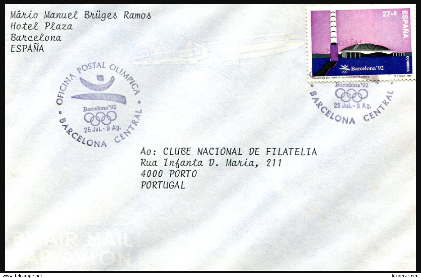 Spagna, Busta Con Annullo -oficina Postal Olimpica Barcellona 1992 Postmark Spain Espana Cancel - Ete 1992: Barcelone