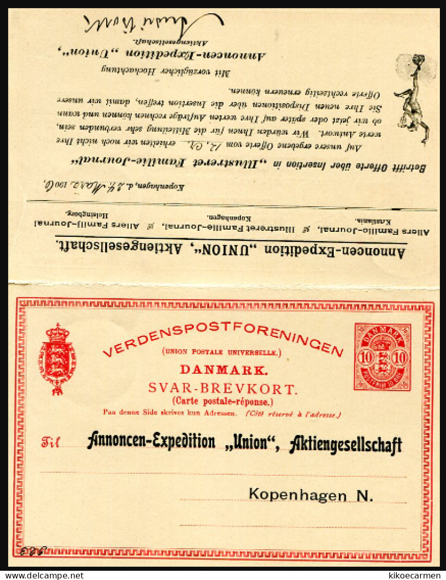 1906 Mercurio Mercury Myth Mythology Myths Danimarca, Cartolina Postale Con Risposta Pagata, Viaggiata 24/3/1906 - Mitologia