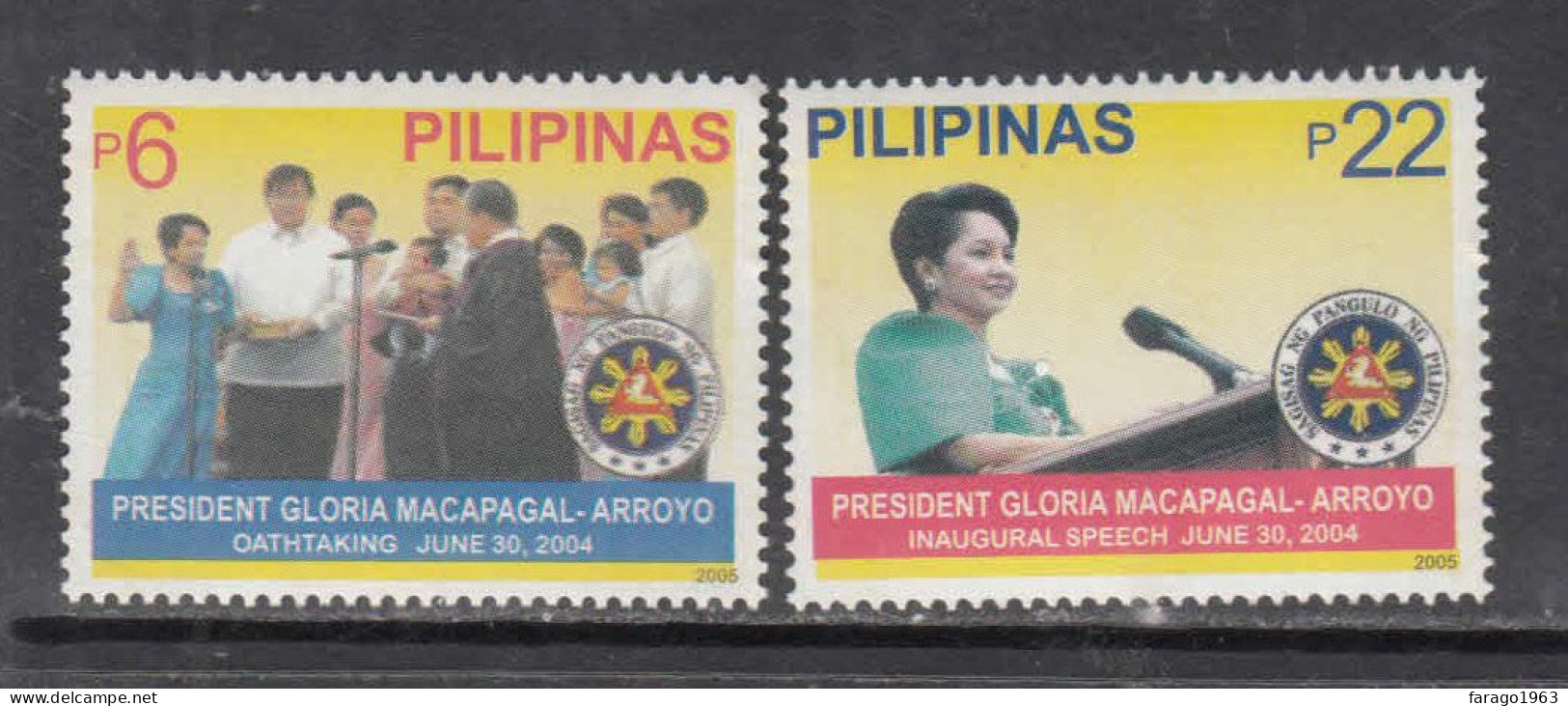 2005 Philippines Inauguration President Arroyo  Complete Set Of 2 MNH - Filippine