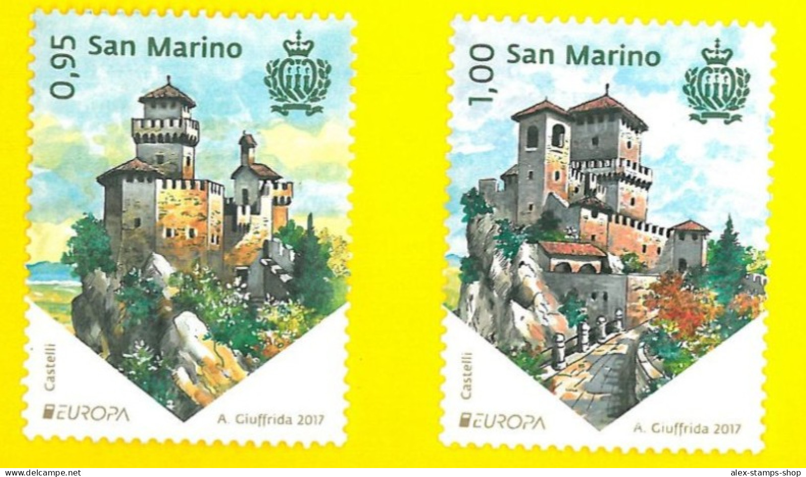 SAN MARINO 2017 EUROPA CASTELLI Serie 2 Valori - New Set - Nuovi