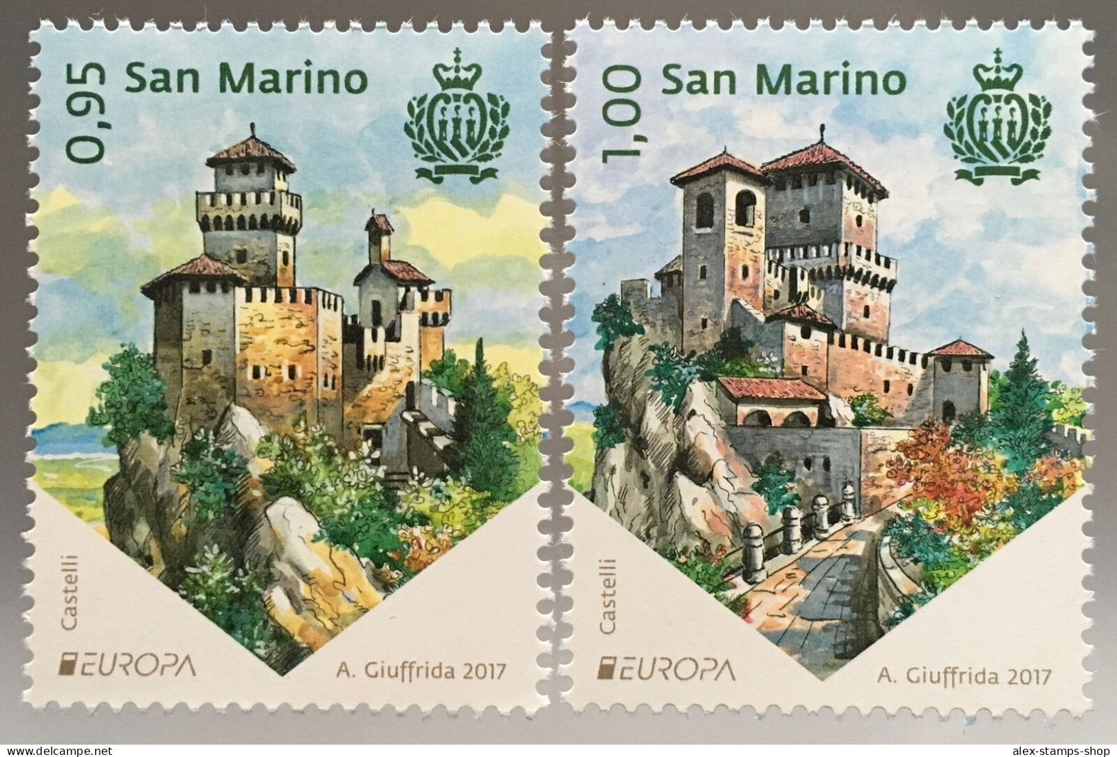 SAN MARINO 2017 EUROPA CASTELLI Serie 2 Valori - New Set - Nuovi