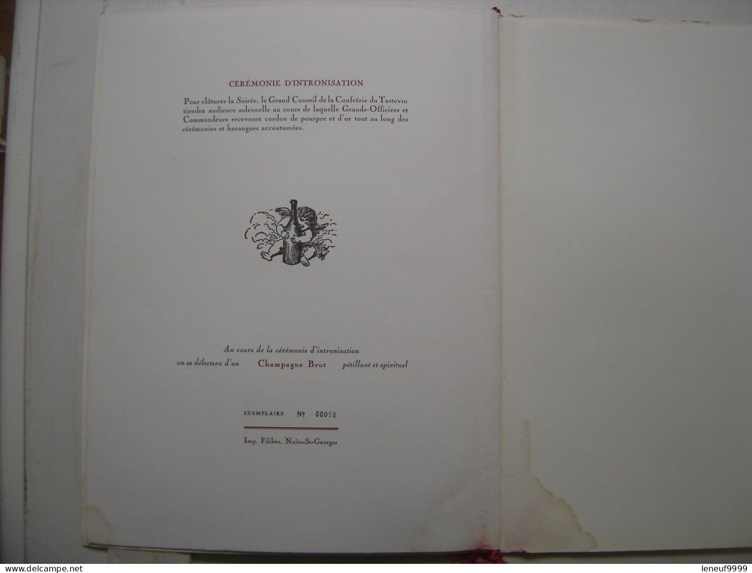 Menu CLOS DE VOUGEOT 1990 Chevaliers Tastevin 718ème Stephane AUDRAN - Menus