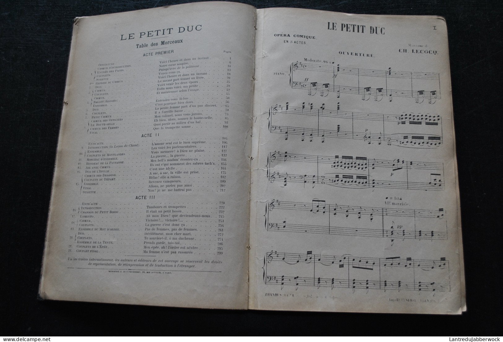 Le Petit Duc Opéra Comique Musique De Charles LECOCQ Paroles Henry MEILHAC Ludovic HALEVY Partition Chant Piano - Andere & Zonder Classificatie