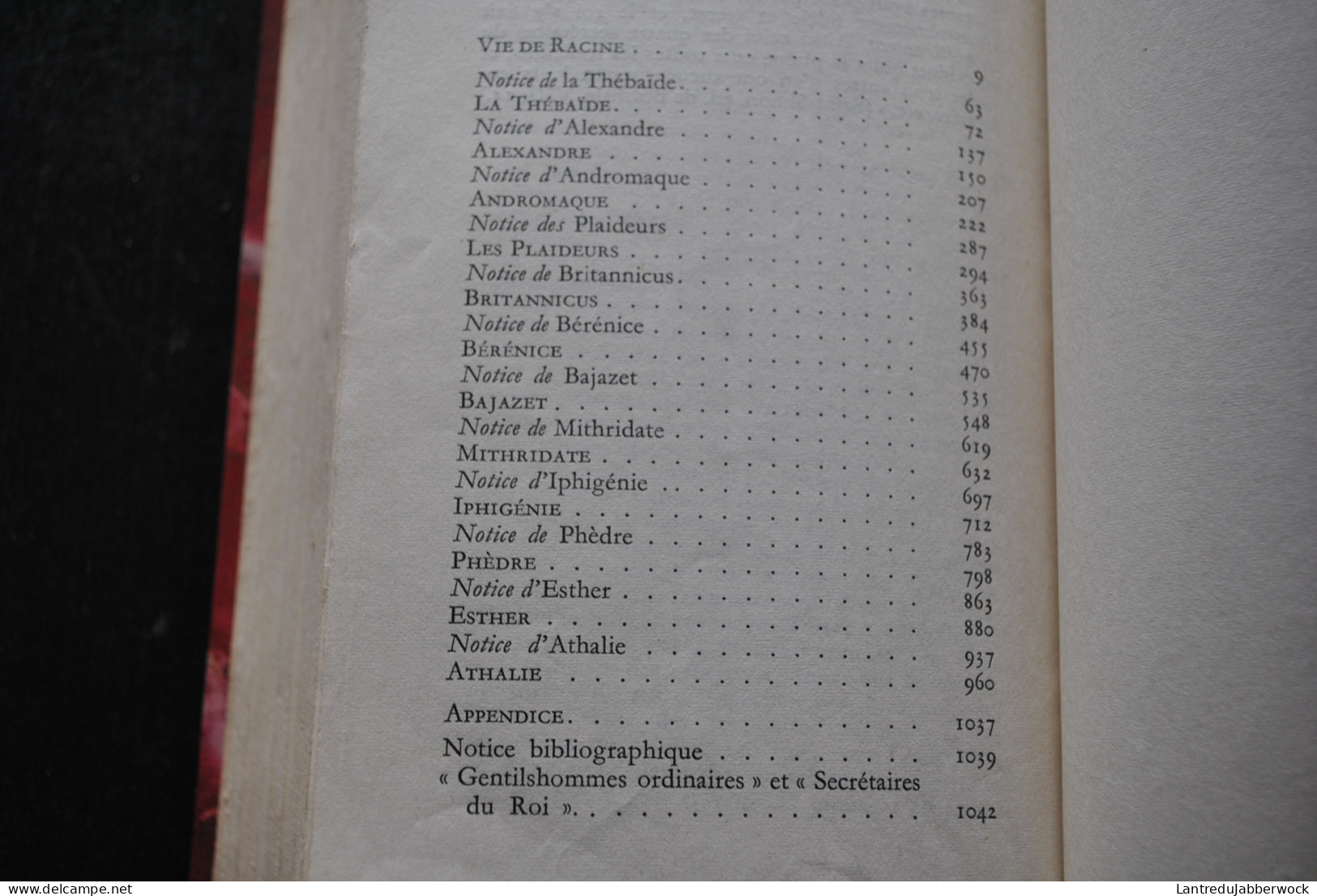 Jean RACINE Théâtre Hazan 1947 + Vie 1045 Pages Reliure Dos Cuir Tragédies Esther Andromaque Bérénice Mithridate Bajazet - Französische Autoren