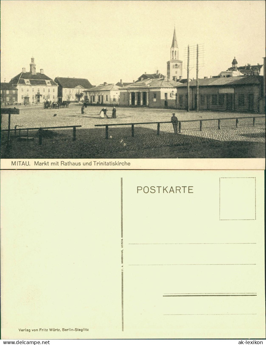 Mitau Jelgava Елгава Markt Mit Rathaus Und Trinitatiskirche 1915 - Letonia
