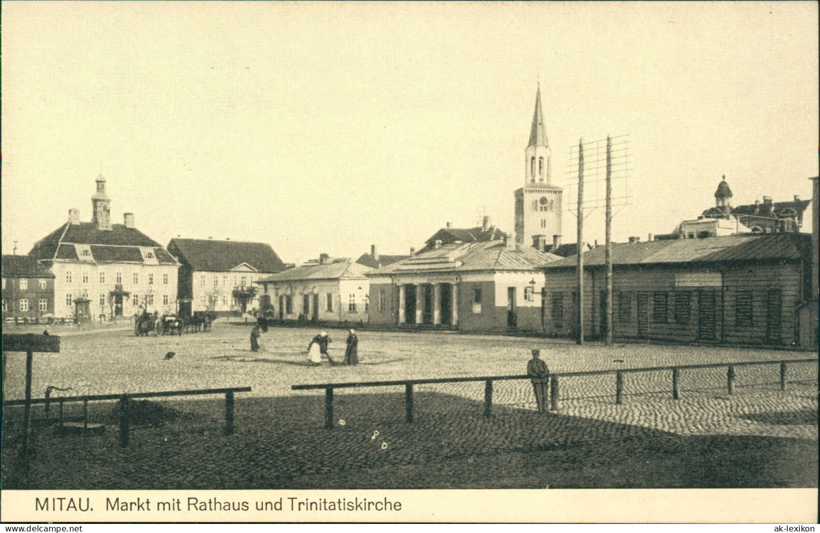 Mitau Jelgava Елгава Markt Mit Rathaus Und Trinitatiskirche 1915 - Letonia
