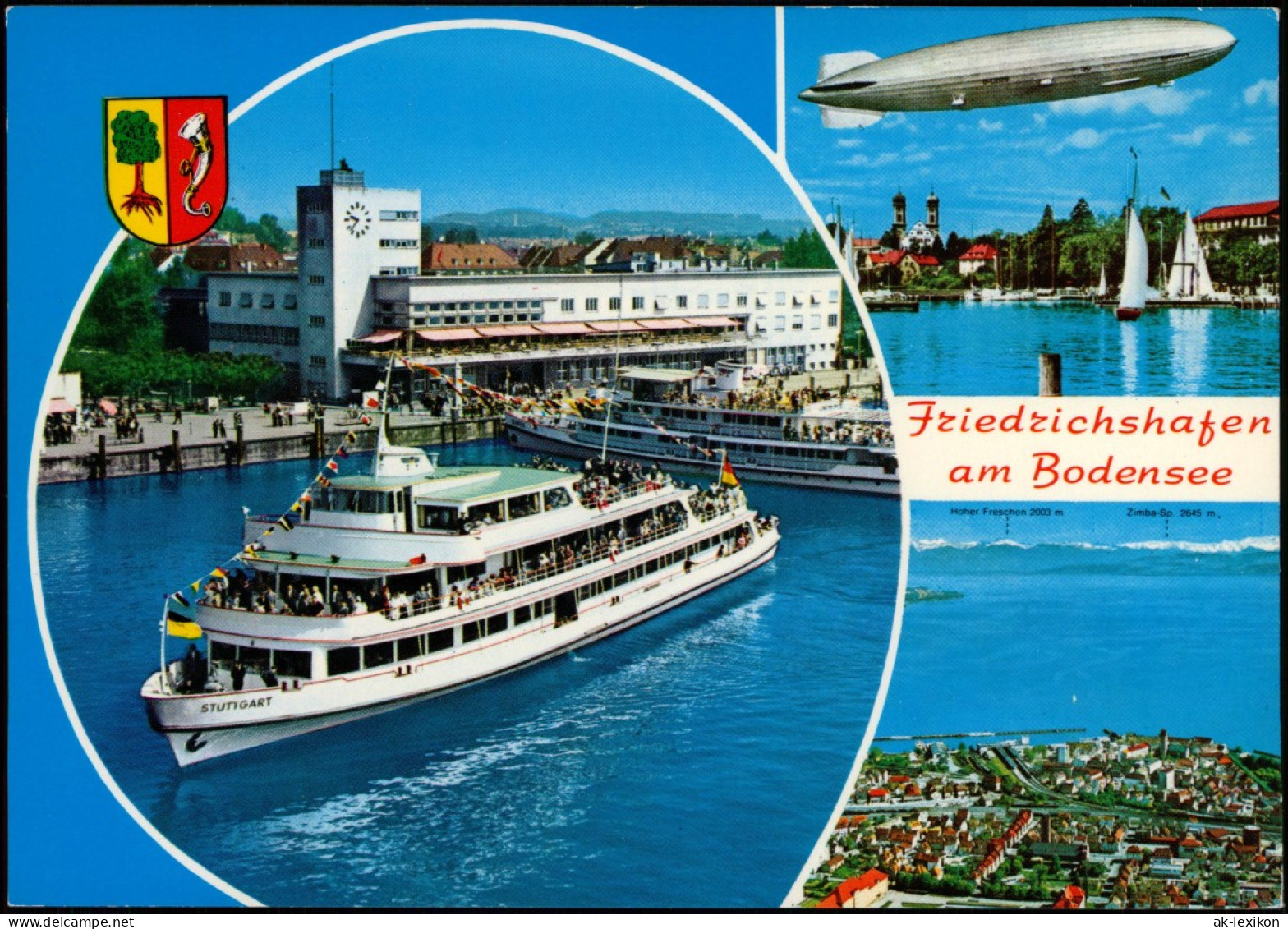 Friedrichshafen Mehrbildkarte Bodensee Schiff Hafen U. Zeppelin Luftschiff 1979 - Friedrichshafen