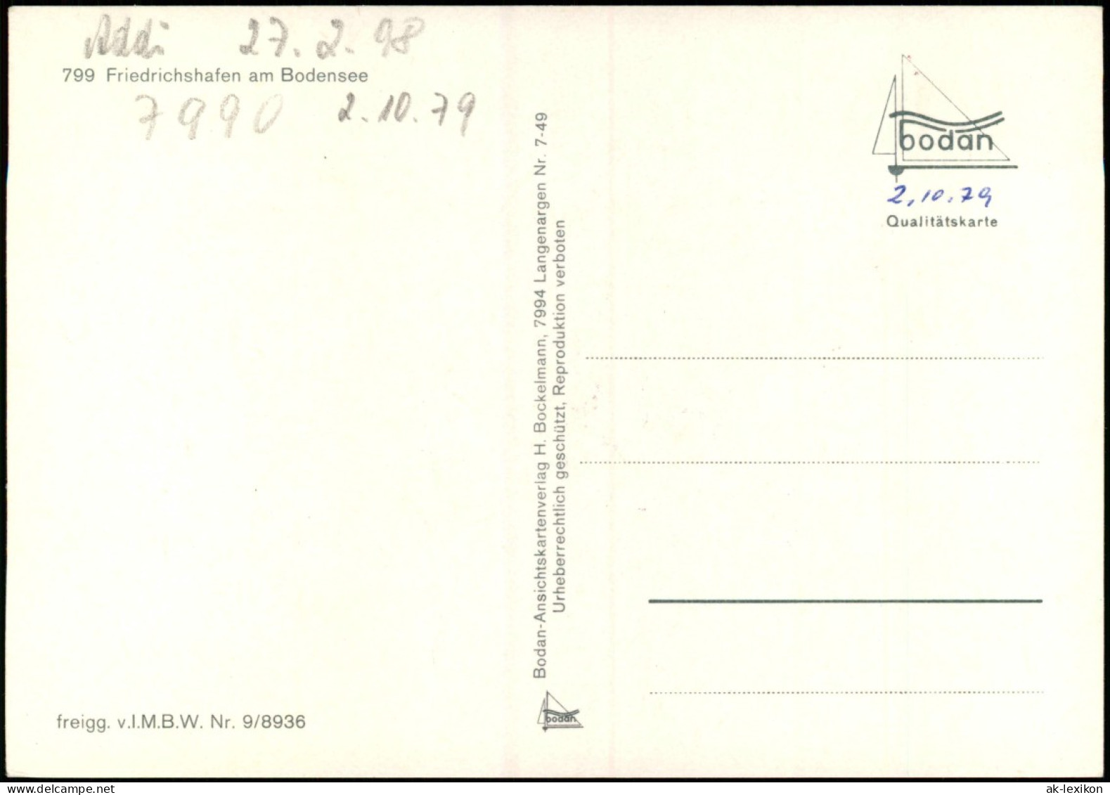 Friedrichshafen Mehrbildkarte Bodensee Schiff Hafen U. Zeppelin Luftschiff 1979 - Friedrichshafen