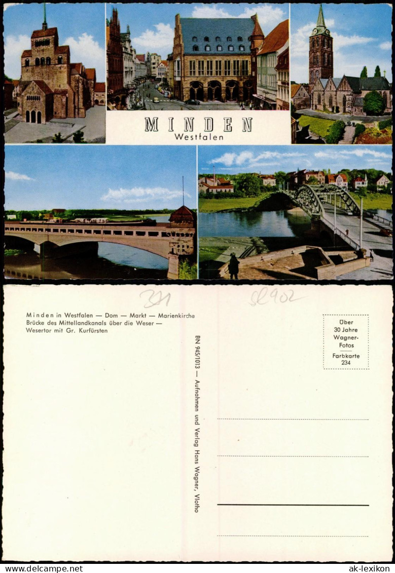 Minden MB Dom Markt-Marienkirche, Brücke Mittellandkanal, Wesertor Uvm. 1970 - Minden