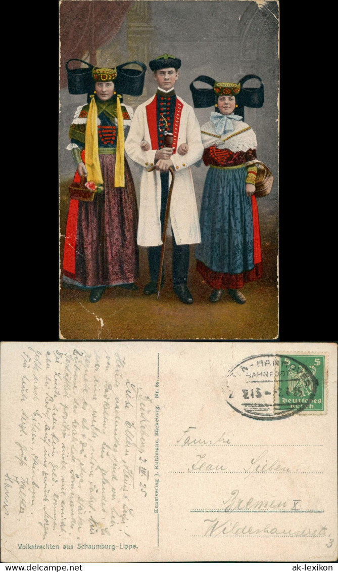 Bückeburg Personen In Volkstracht 1925   Bahnpost Gelaufen (Bahnpoststempel) - Bueckeburg