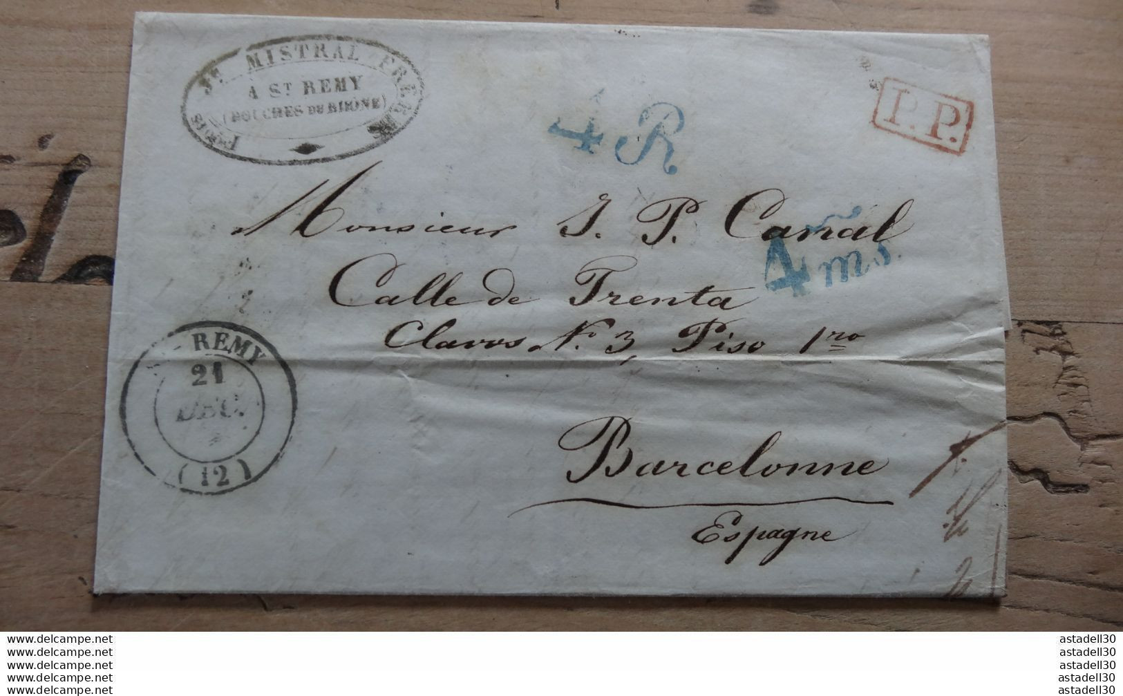 Lettre De SAINT REMY, FRANCIA,  Pour BARCELONA  - 1847  .......... E-8a - ...-1850 Prephilately