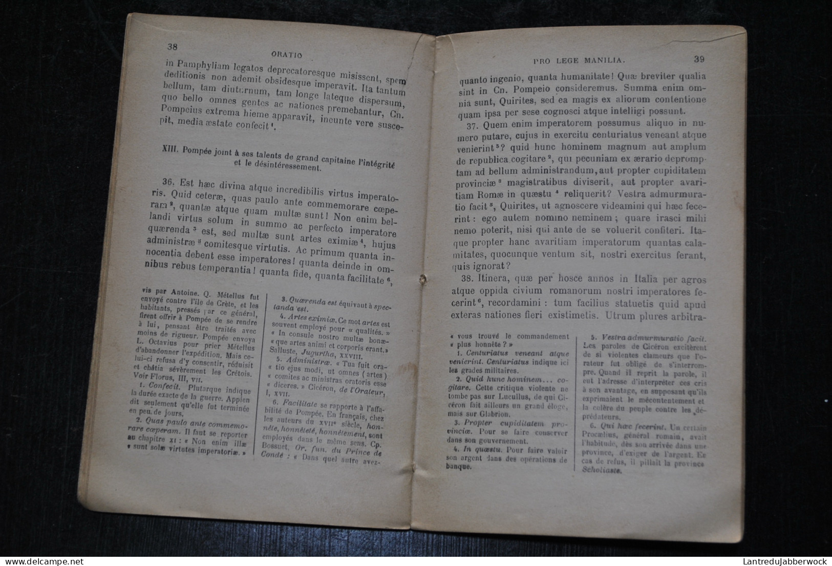 CICERON ORATIO PRO LEGE MANILIA Texte Latin Hachette 1907 Cicero Discours Pour La Loi De Manilia - 1801-1900