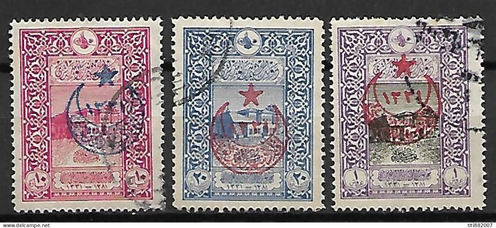 TURQUIE    -   1916 .  Y&T N° 327 à 329 Oblitérés.   Surchargés - Used Stamps