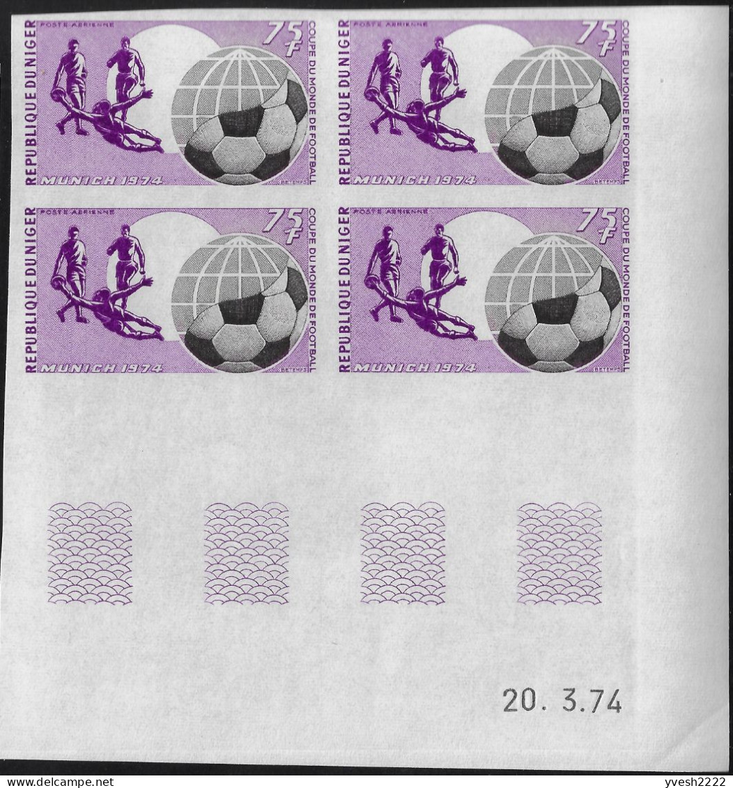 Niger 1974 Y&T PA 227 à 229 Non Dentelés, Blocs De 4, Coupe Du Monde De Football En Allemagne - 1974 – Alemania Occidental