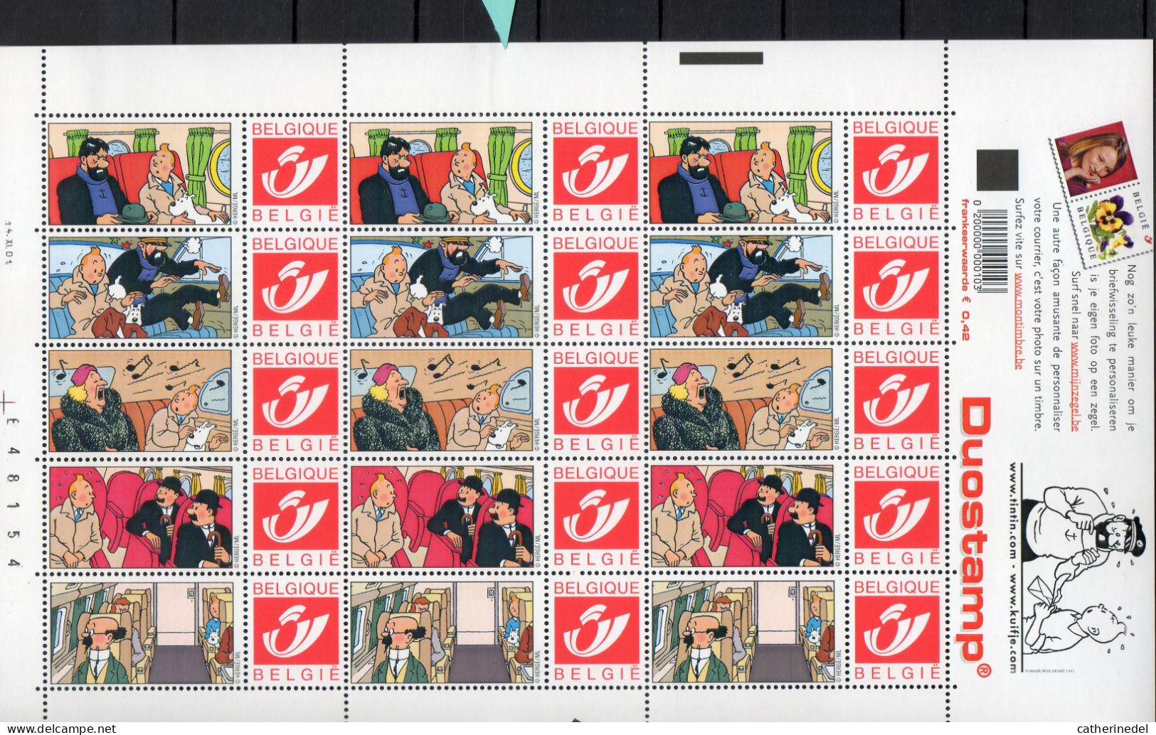 Duostamps Tintin / Kuifje (léger Pli) - Altri & Non Classificati