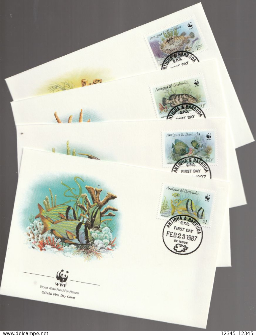 Antigua & Barbuda 1987, FDC Unused, WWF, Fish - Antigua Und Barbuda (1981-...)